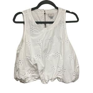 White Eyelet Sleeveless Top